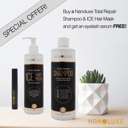 Nanoluxe Shampoo Total Repair and Ice Hair Mask with FREE Eyelash Serum