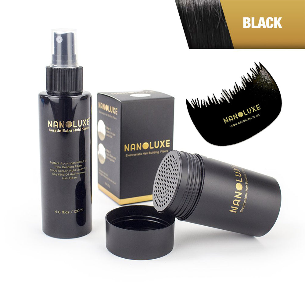 Nanoluxe Complete Kit : Hair Fibers + Keratin Hold Spray + Fiber Comb